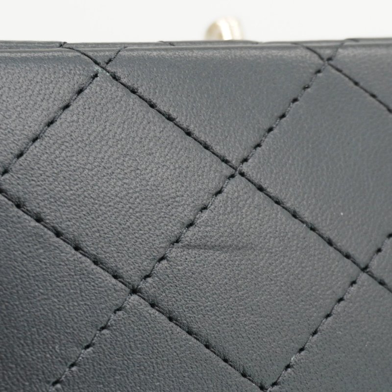 Chanel 展示品 Coco 淡金logo羊皮方胖斜背包-17cm(A35200-黑)-7