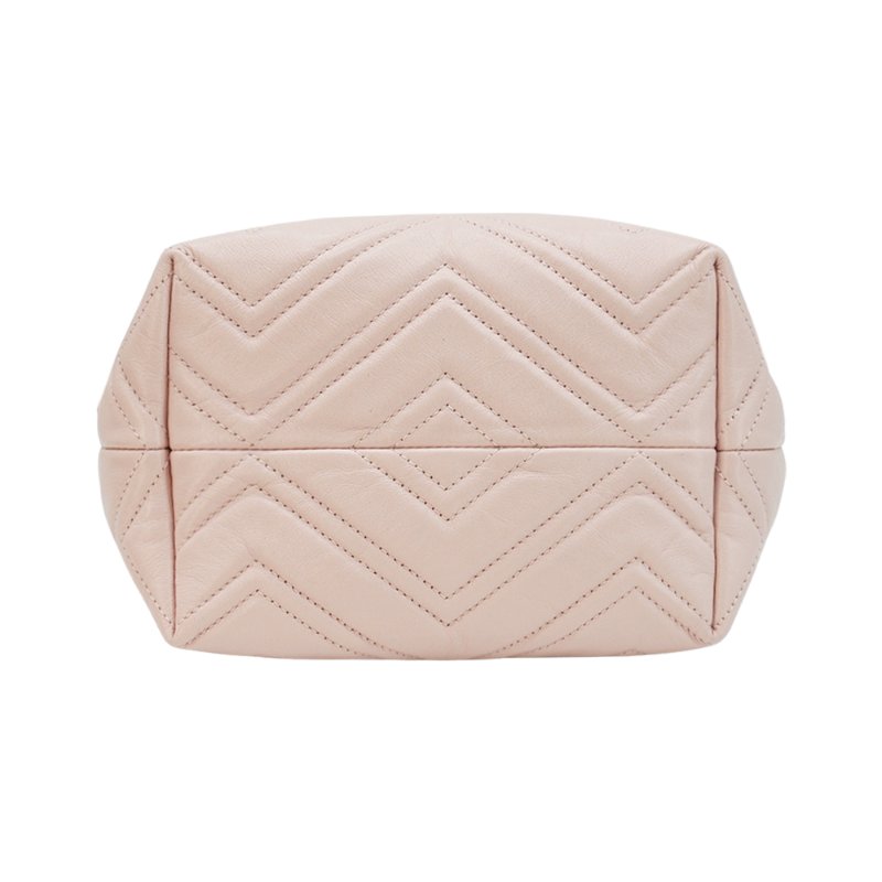 Gucci 展示品 Marmont 衍縫納帕牛皮手提/斜背兩用包(855391-櫻花粉)-3