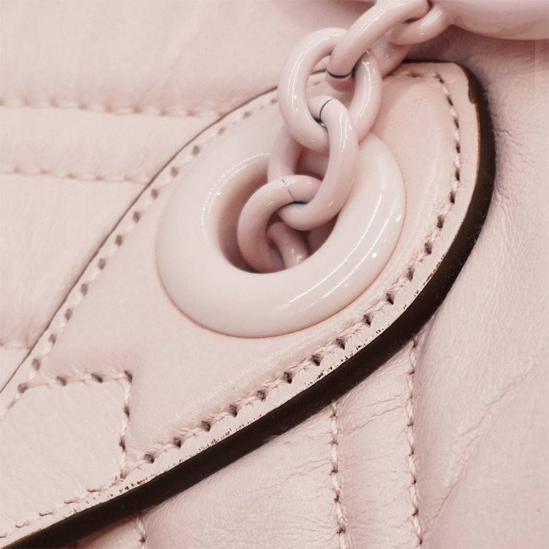 Gucci 展示品 Marmont 衍縫納帕牛皮手提/斜背兩用包(855391-櫻花粉)-6