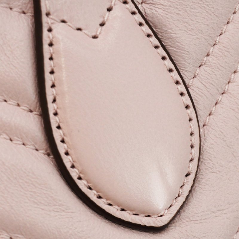 Gucci 展示品 Marmont 衍縫納帕牛皮手提/斜背兩用包(855391-櫻花粉)-7