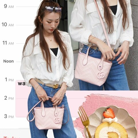 Gucci 展示品 Marmont 衍縫納帕牛皮手提/斜背兩用包(855391-櫻花粉)