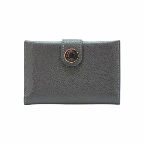 Hermes 展示品 R.M.S Evercolor牛皮銀釦卡包(石板灰)