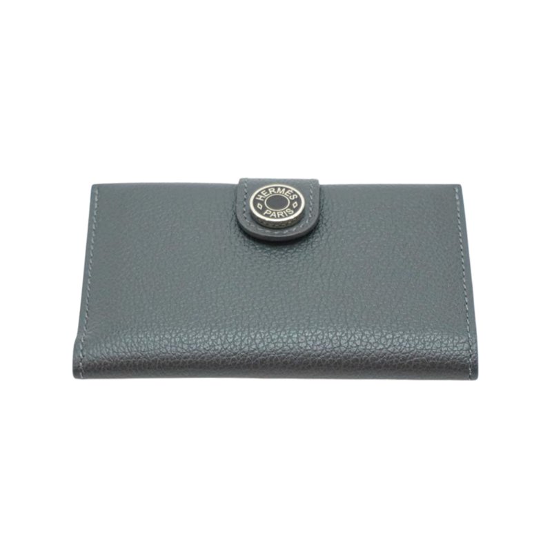 Hermes 展示品 R.M.S Evercolor牛皮銀釦卡包(石板灰)-3