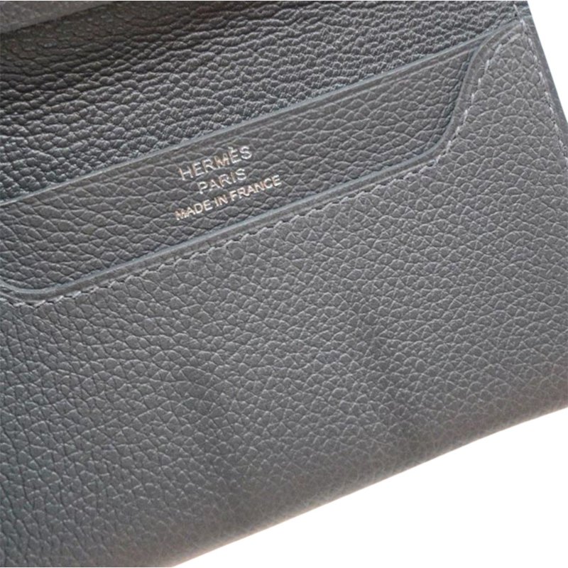 Hermes 展示品 R.M.S Evercolor牛皮銀釦卡包(石板灰)-6