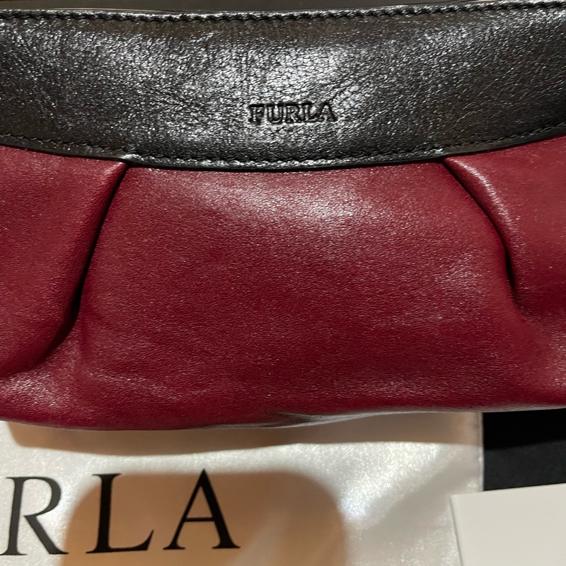 FURLA酒紅色化妝包 手拿包-1