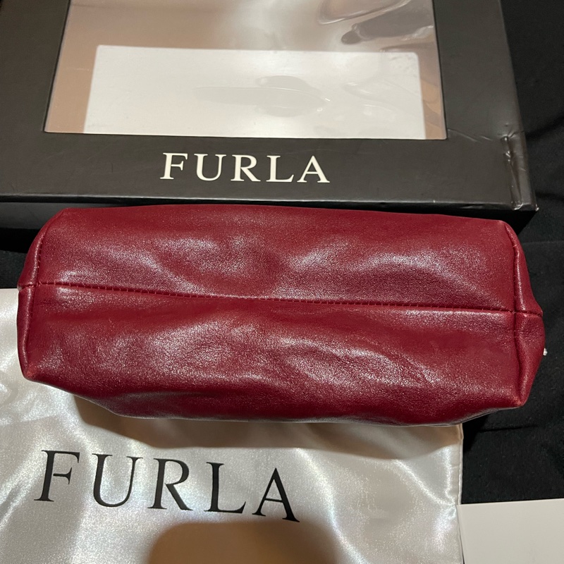 FURLA酒紅色化妝包 手拿包-3