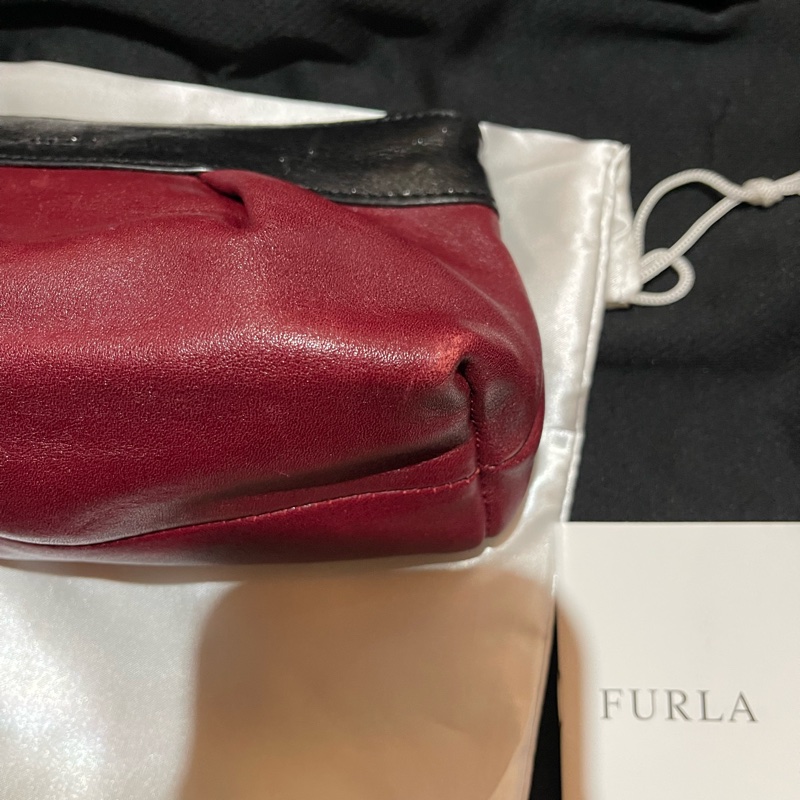 FURLA酒紅色化妝包 手拿包-10