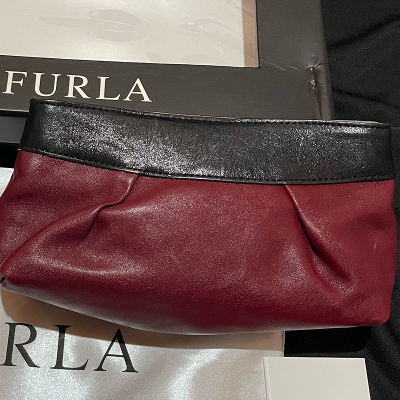 FURLA酒紅色化妝包 手拿包-20
