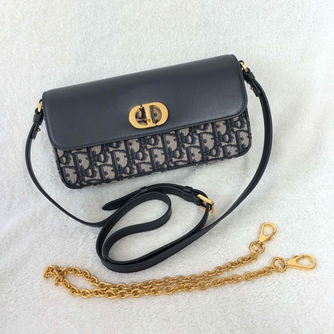 99新 ✨Dior 迪奧 蒙田 30 Montaigne AVE 鏈條包 拼皮老花單肩包斜背包 金扣❤️正品