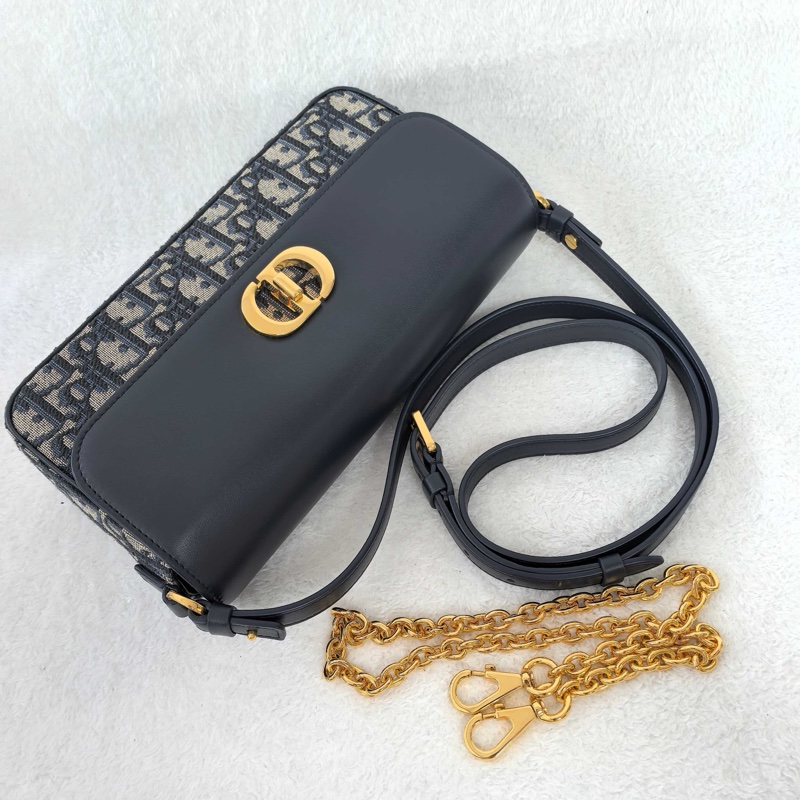 99新 ✨Dior 迪奧 蒙田 30 Montaigne AVE 鏈條包 拼皮老花單肩包斜背包 金扣❤️正品-7