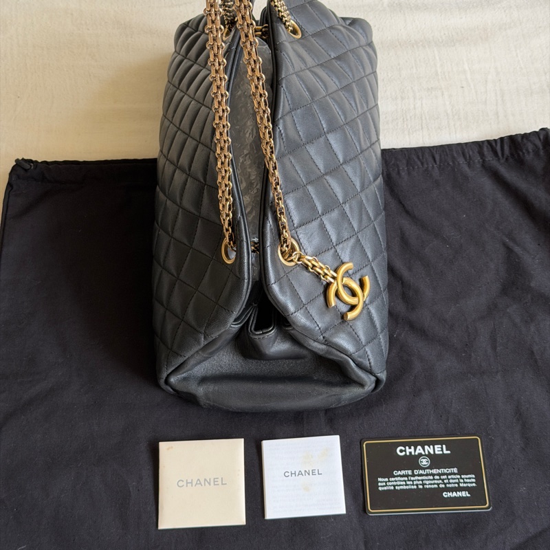 Vintage Chanel香奈兒2010限定/黑色金扣保齡球包/鏈條單肩腋下包-6