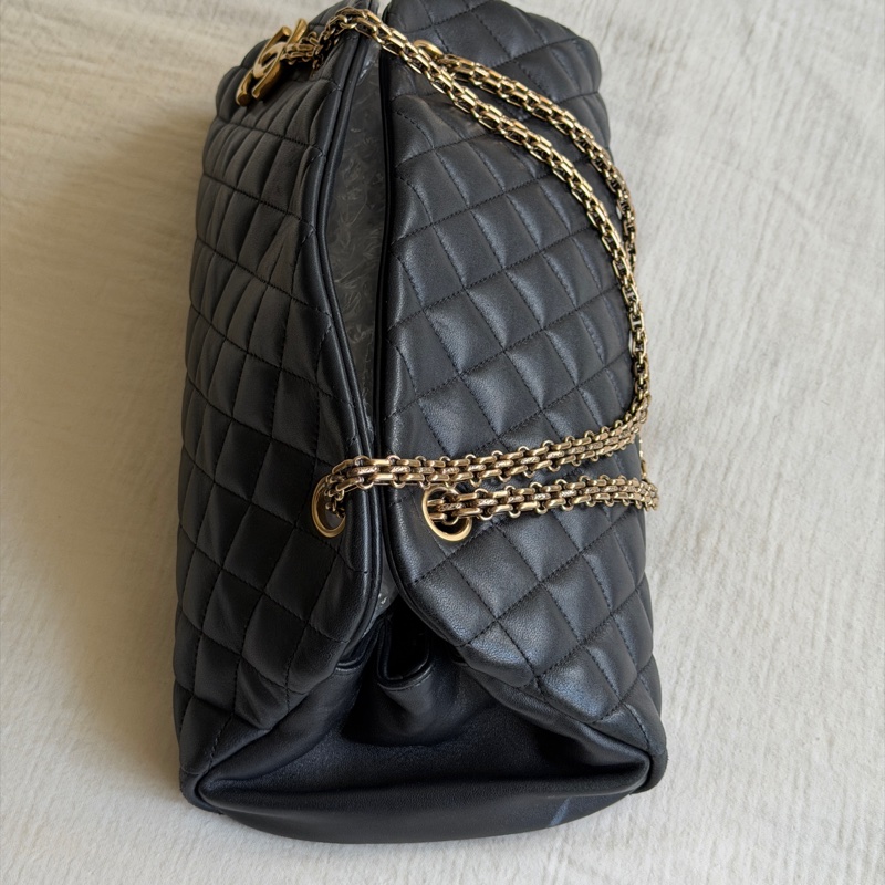 Vintage Chanel香奈兒2010限定/黑色金扣保齡球包/鏈條單肩腋下包-17