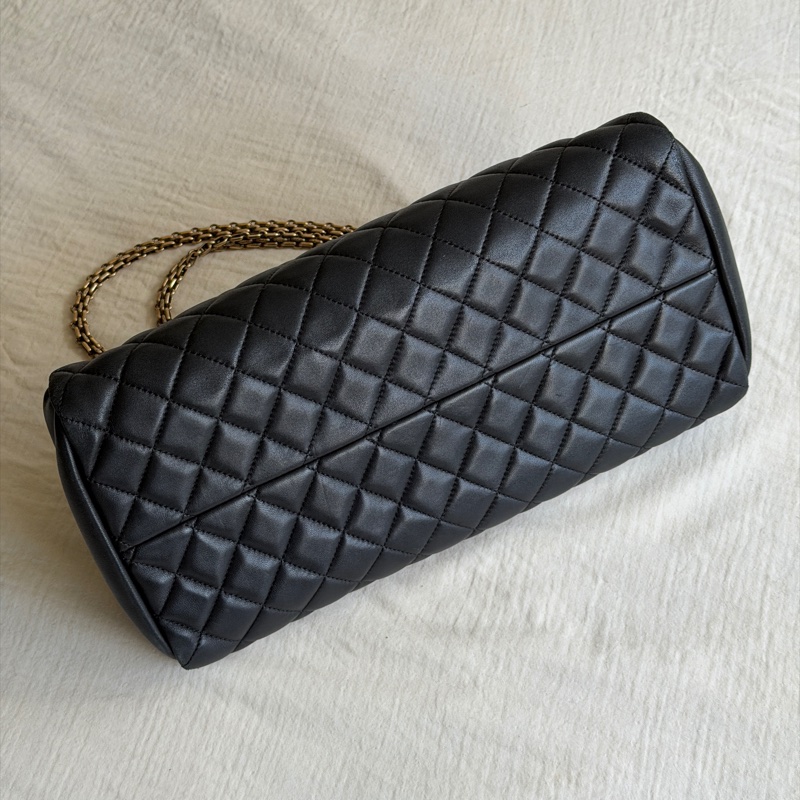 Vintage Chanel香奈兒2010限定/黑色金扣保齡球包/鏈條單肩腋下包-19