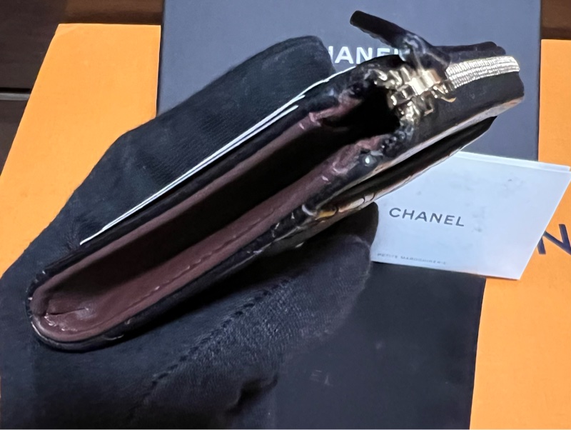 Chanel L型(加大芯片款)荔枝皮淡金釦 拉鍊零錢包 卡包(已售出)-7