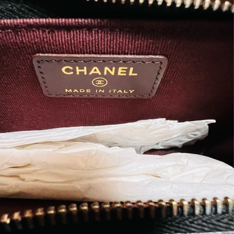 Chanel L型(加大芯片款)荔枝皮淡金釦 拉鍊零錢包 卡包(已售出)-12