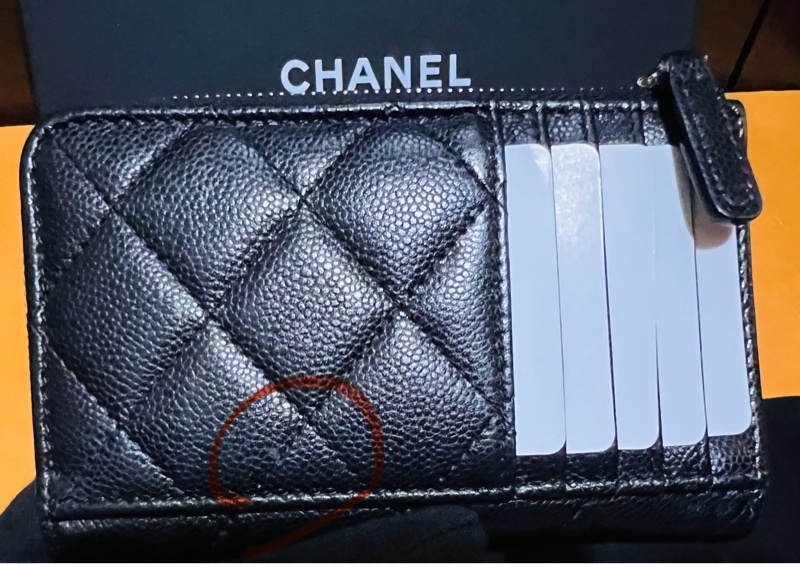 Chanel L型(加大芯片款)荔枝皮淡金釦 拉鍊零錢包 卡包(已售出)-5