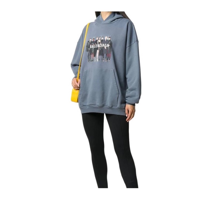 Balenciaga巴黎世家 人像Logo印花休閒連帽 衛衣 寬松版型-0