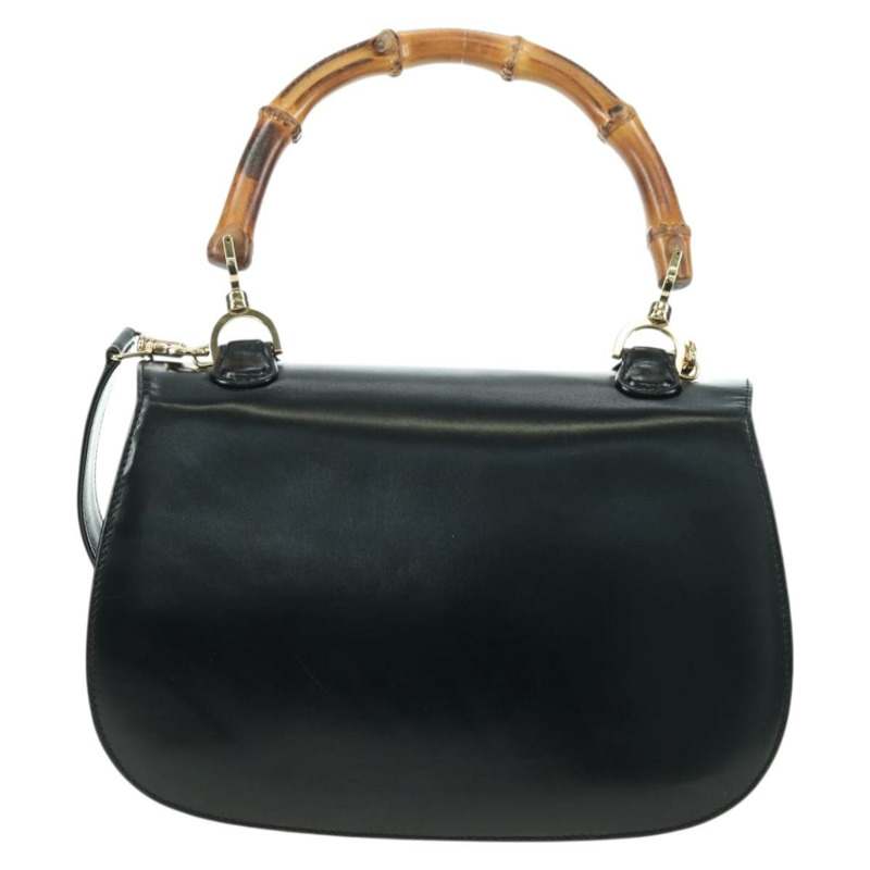 【日本直送】GUCCI 竹節手提包 皮革 兩用 黑色 金色 000 1364 0633 正品 180208V-1