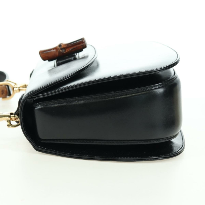 【日本直送】GUCCI 竹節手提包 皮革 兩用 黑色 金色 000 1364 0633 正品 180208V-2