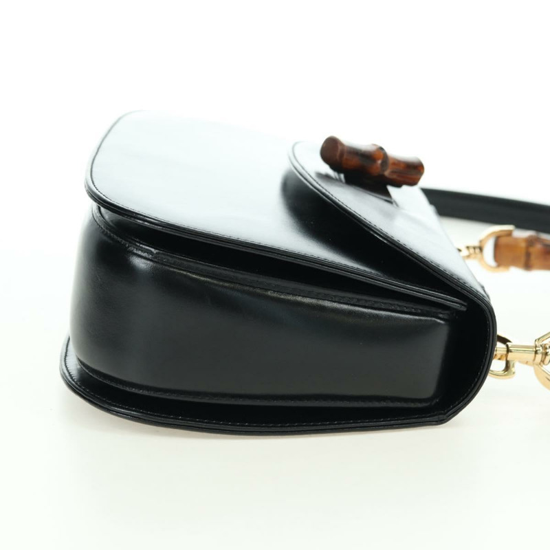 【日本直送】GUCCI 竹節手提包 皮革 兩用 黑色 金色 000 1364 0633 正品 180208V-3