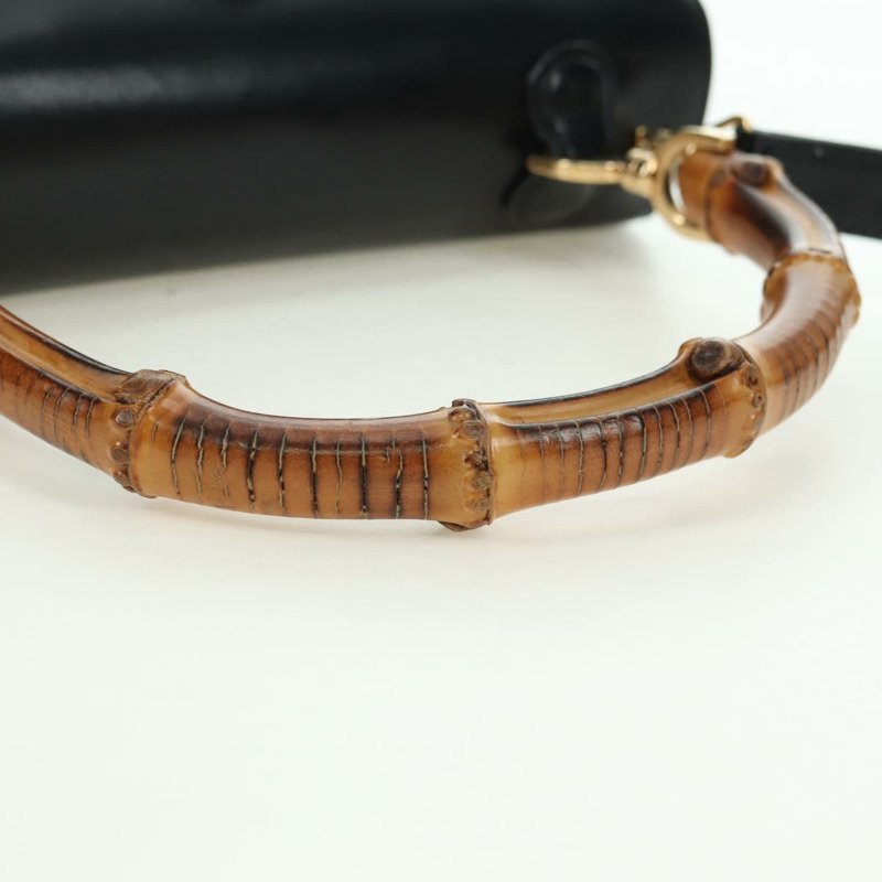 【日本直送】GUCCI 竹節手提包 皮革 兩用 黑色 金色 000 1364 0633 正品 180208V-6