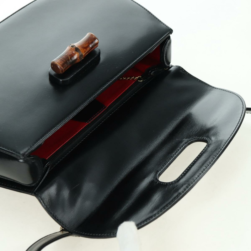 【日本直送】GUCCI 竹節手提包 皮革 兩用 黑色 金色 000 1364 0633 正品 180208V-9