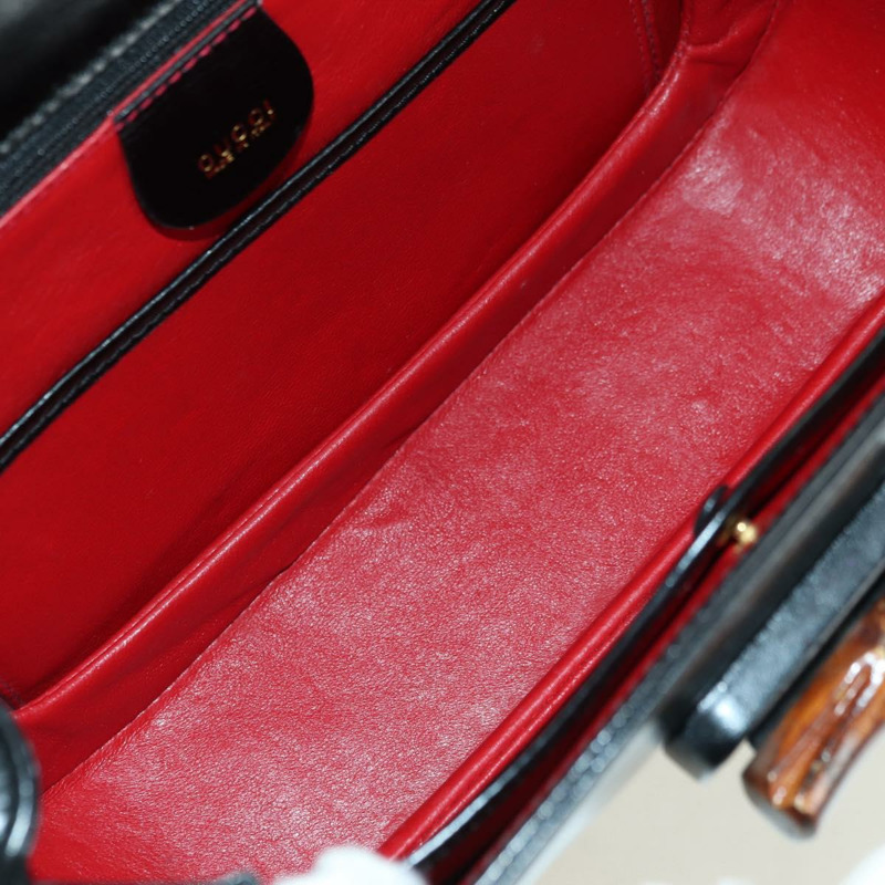 【日本直送】GUCCI 竹節手提包 皮革 兩用 黑色 金色 000 1364 0633 正品 180208V-10