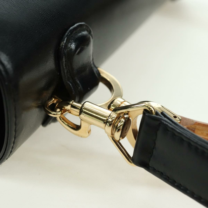 【日本直送】GUCCI 竹節手提包 皮革 兩用 黑色 金色 000 1364 0633 正品 180208V-19