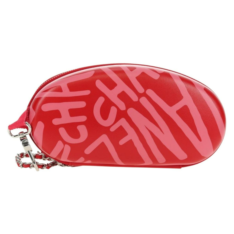 【日本直送】香奈兒鏈條包款單肩包 皮革 紅色 銀色 CC 標誌 正品 BA12817SAM-1