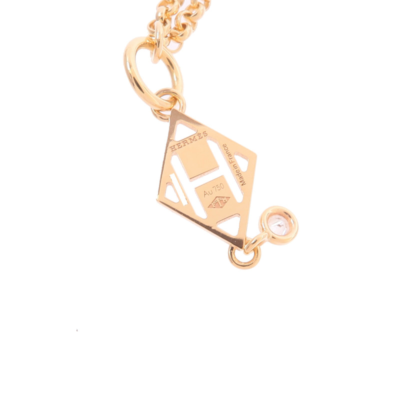 HERMES 18K玫瑰金Pendentif Gambade H鑽石項鍊-6