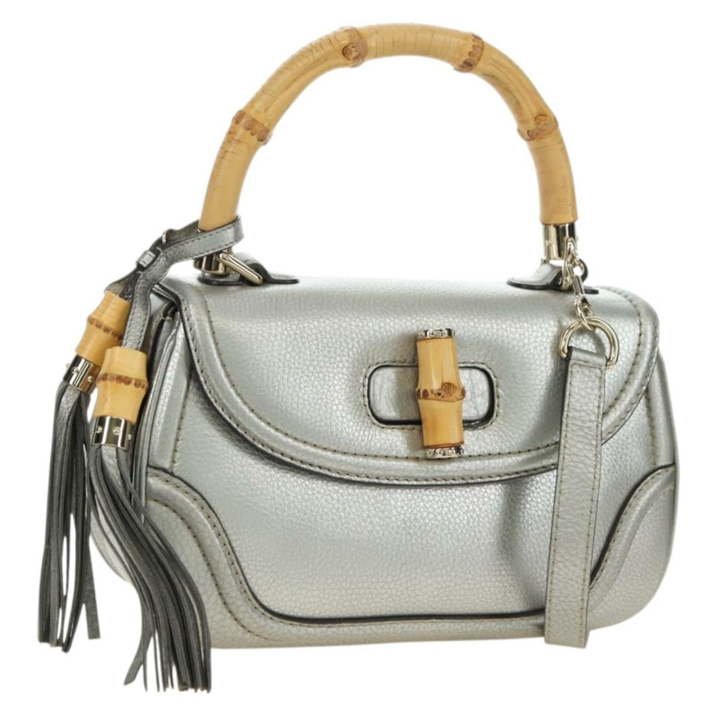 【日本直送】GUCCI 竹節手提包 皮革 兩用 金銀 254884 正品 181218V-0