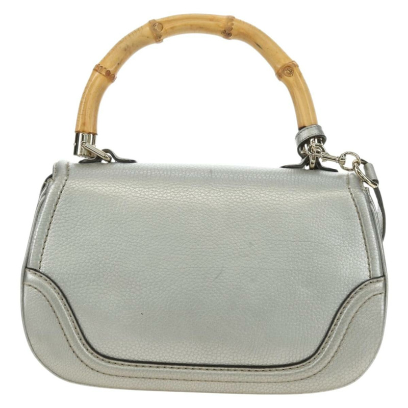 【日本直送】GUCCI 竹節手提包 皮革 兩用 金銀 254884 正品 181218V-1