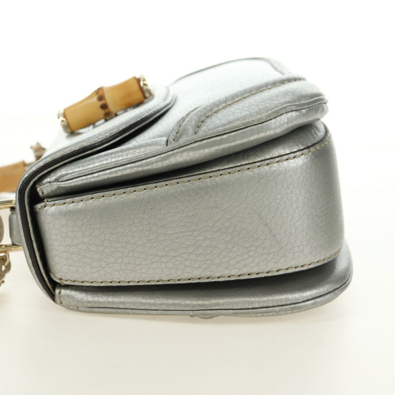 【日本直送】GUCCI 竹節手提包 皮革 兩用 金銀 254884 正品 181218V-2