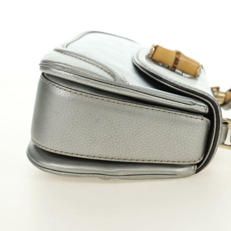 【日本直送】GUCCI 竹節手提包 皮革 兩用 金銀 254884 正品 181218V-3