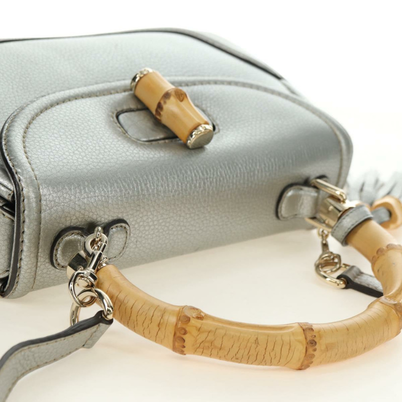 【日本直送】GUCCI 竹節手提包 皮革 兩用 金銀 254884 正品 181218V-5