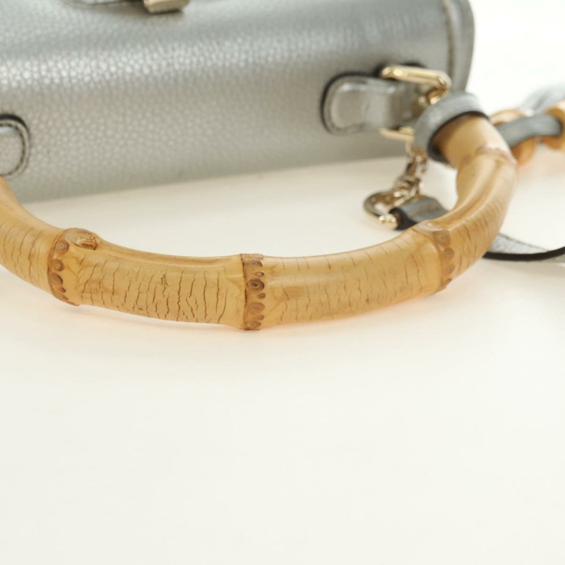 【日本直送】GUCCI 竹節手提包 皮革 兩用 金銀 254884 正品 181218V-6