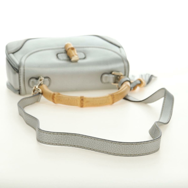 【日本直送】GUCCI 竹節手提包 皮革 兩用 金銀 254884 正品 181218V-7