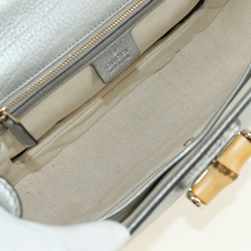 【日本直送】GUCCI 竹節手提包 皮革 兩用 金銀 254884 正品 181218V-9