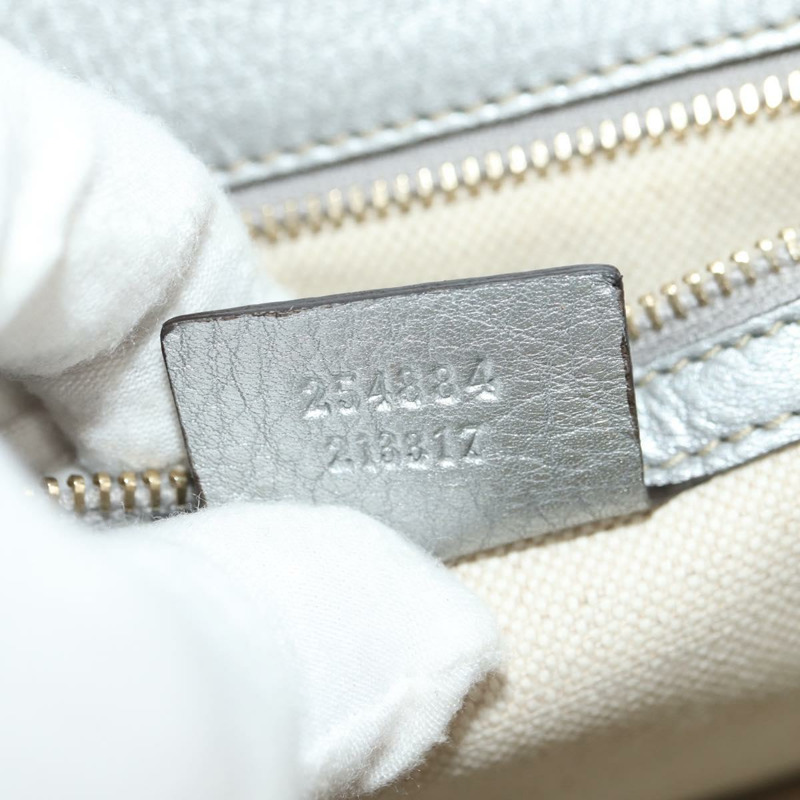 【日本直送】GUCCI 竹節手提包 皮革 兩用 金銀 254884 正品 181218V-10