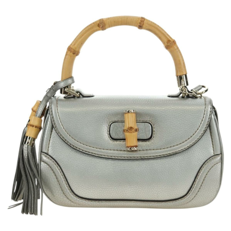 【日本直送】GUCCI 竹節手提包 皮革 兩用 金銀 254884 正品 181218V-12