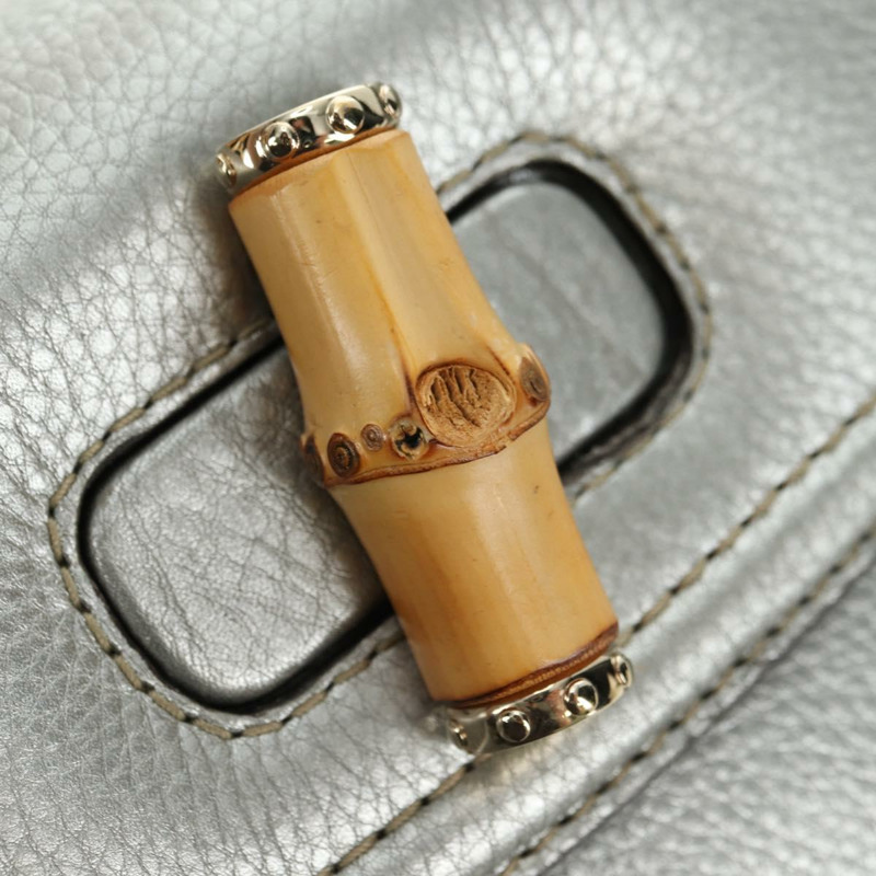 【日本直送】GUCCI 竹節手提包 皮革 兩用 金銀 254884 正品 181218V-20