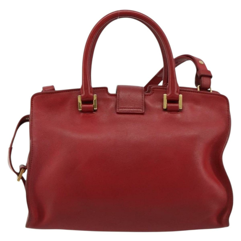 【日本直送】SAINT LAURENT Baby Kabas 手提包 真皮 兩用 紅色 金色 正品 180845A-1