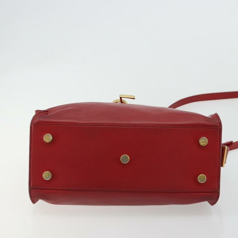 【日本直送】SAINT LAURENT Baby Kabas 手提包 真皮 兩用 紅色 金色 正品 180845A-4