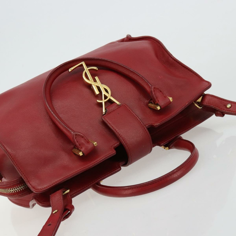 【日本直送】SAINT LAURENT Baby Kabas 手提包 真皮 兩用 紅色 金色 正品 180845A-5