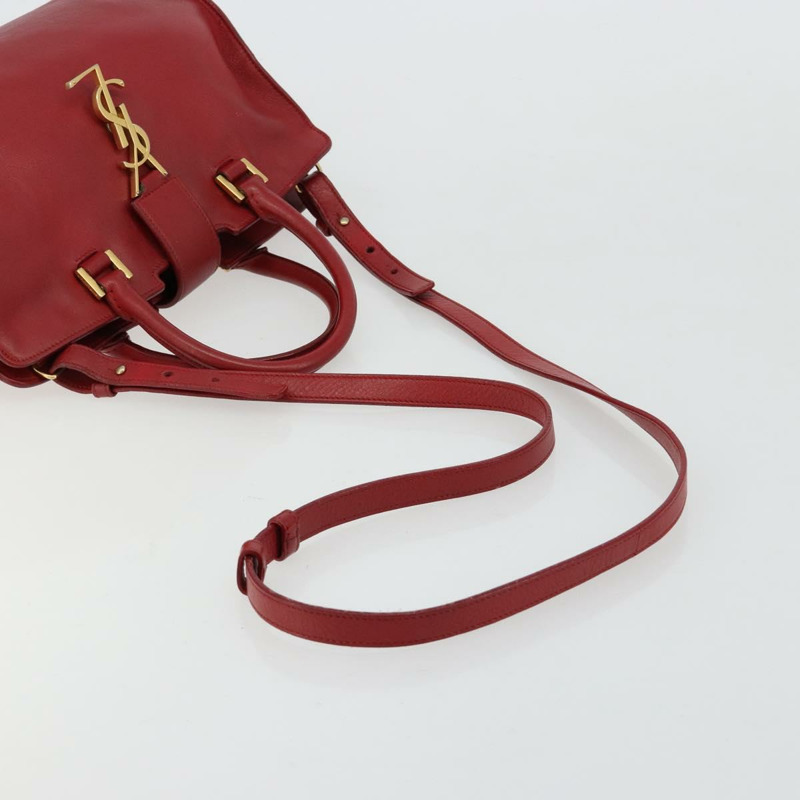【日本直送】SAINT LAURENT Baby Kabas 手提包 真皮 兩用 紅色 金色 正品 180845A-7