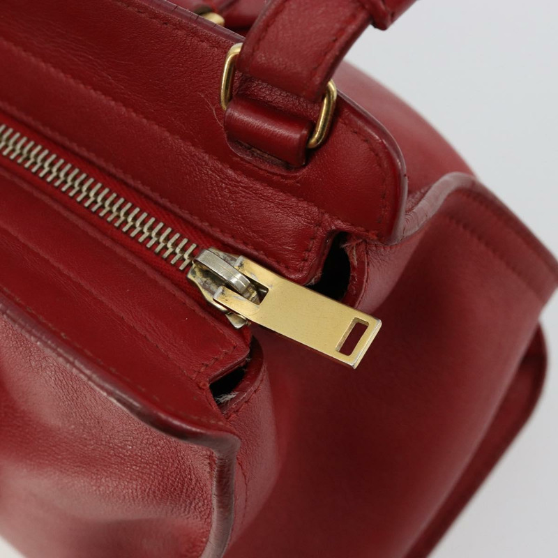 【日本直送】SAINT LAURENT Baby Kabas 手提包 真皮 兩用 紅色 金色 正品 180845A-9