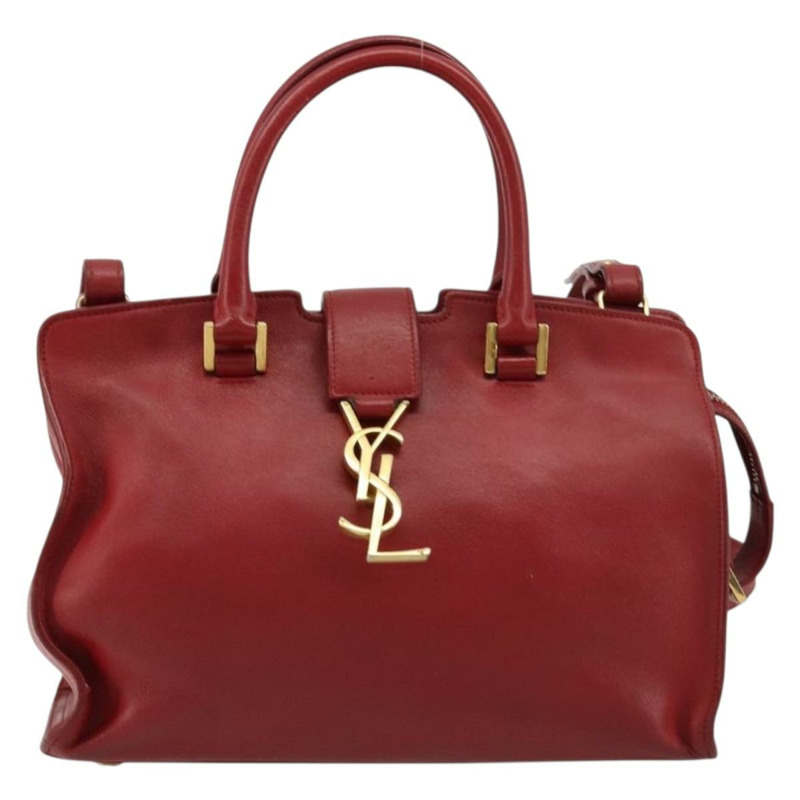 【日本直送】SAINT LAURENT Baby Kabas 手提包 真皮 兩用 紅色 金色 正品 180845A-12