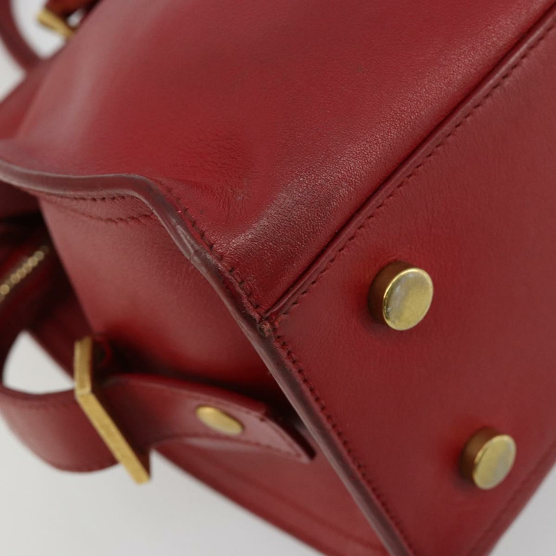 【日本直送】SAINT LAURENT Baby Kabas 手提包 真皮 兩用 紅色 金色 正品 180845A-17