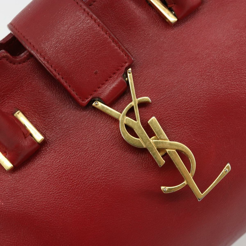 【日本直送】SAINT LAURENT Baby Kabas 手提包 真皮 兩用 紅色 金色 正品 180845A-18