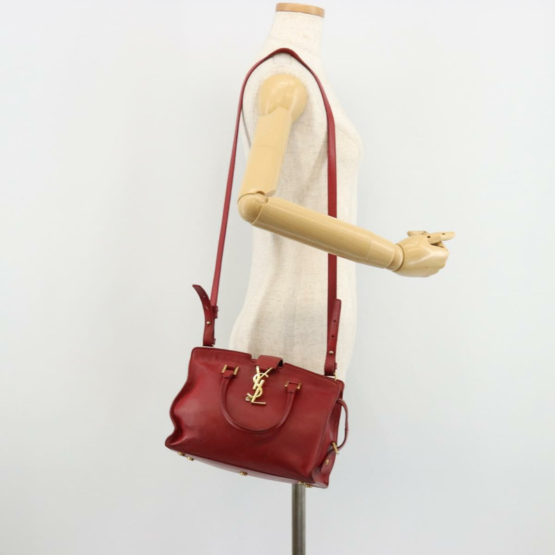 【日本直送】SAINT LAURENT Baby Kabas 手提包 真皮 兩用 紅色 金色 正品 180845A-24